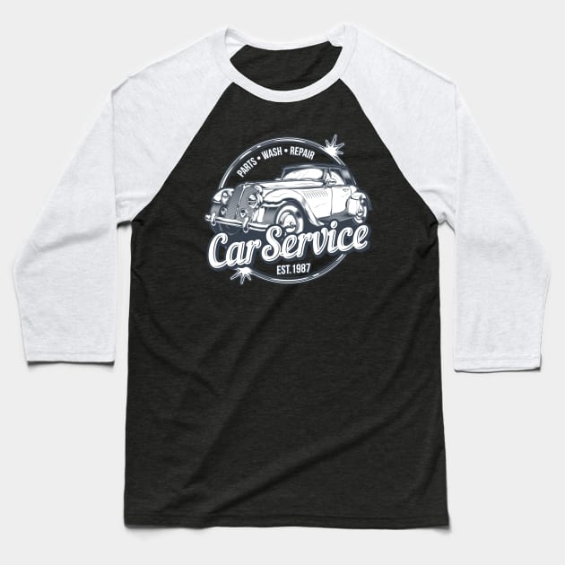 Retro Car Service Baseball T-Shirt by Genuine Vintage